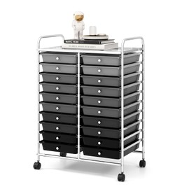 RELAX4LIFE 20 Drawer Rolling Storage Cart, Mobile Rolling Cart w/Drawers for School Classroom Teacher Office Home Salon, Paper File Art Supply Craft Organizer, Utility Cart on Wheels (Gradient Grey)
