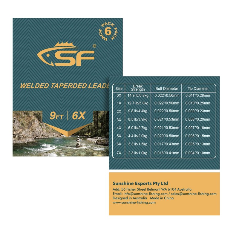 SF Welded Tapered Leader Fly Fishing with Loop Nylon 9ft