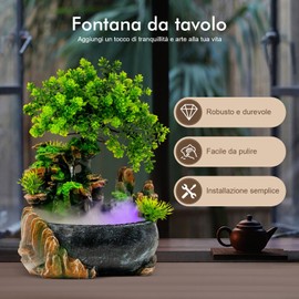 Indoor Fountains and Waterfalls Tabletop Rockery Fountain Mini Desktop Waterfall Bonsai Rock Fountain with LED Light for Home Office Desk Decoration