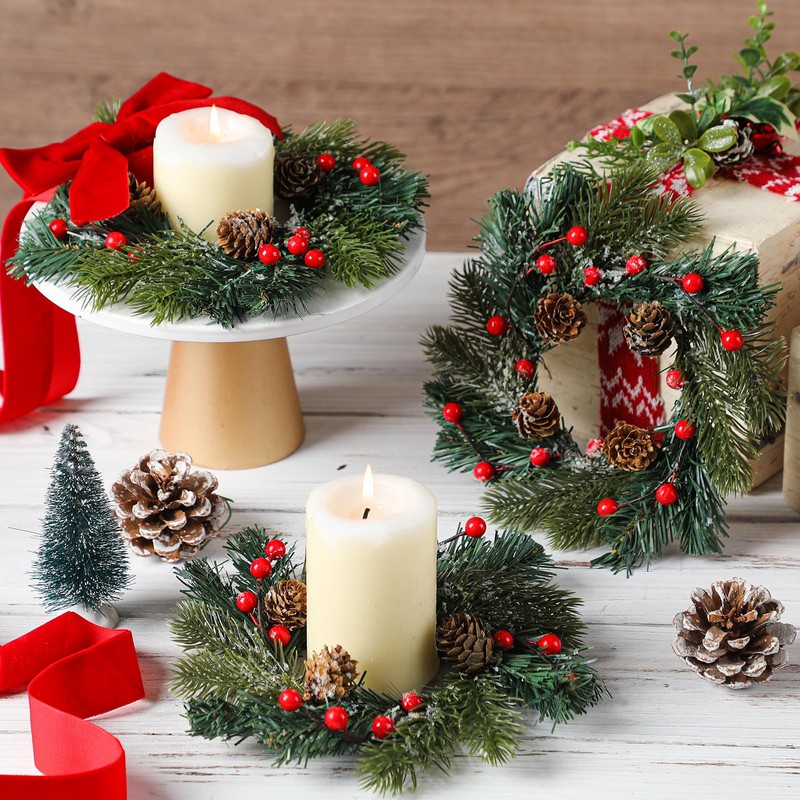 Knitgrip 6 Pcs Small Christmas Cabinet Wreaths Bulk Mini Kitchen