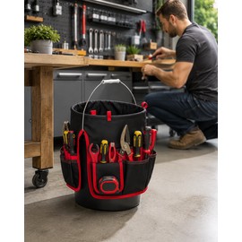 Bucket Tool Organizer for 3.5–5 Gallon Buckets – Heavy-Duty Multi-Pocket Storage Bag for Electricians and Garden Work