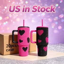 Us  40 OZ Sparkle Rhinestone Easy Clean Water Bottle 20oz 24oz 32oz 40OZ Flip Straw Tumbler for Daily Usecolor: 16pcs mixed, capacity: 40 oz