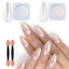 Artdone 2 Jars Chrome Nail Powder White and Red Pearl,