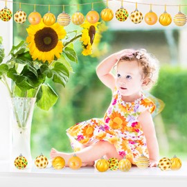 Yuxung 12 Pcs Sunflower Ornament Summer Tree Ornament Shiny Hanging Sunflower Ball Yellow Sequin Hanging Ornament Sunflower Summer Tree Decoration (Fresh Sunflower)