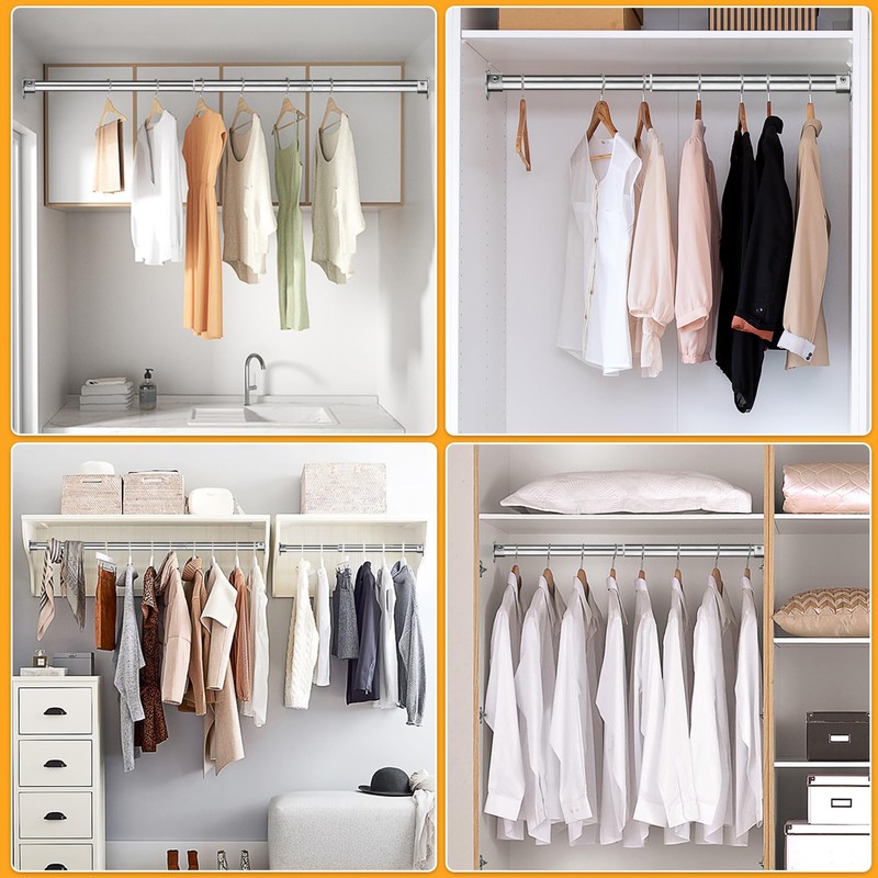 FIRJOY 2Pcs Heavy Duty Stainless Steel Closet Rod Bracket Holder