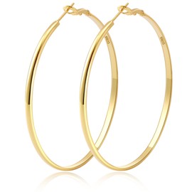 JEEJPV Sterling Gold Hoop Earrings for Women Lightweight Gold Hoop Earrings Hypoallergenic Thin Gold Earrings for Women Big Large Gold Hoop Earrings for Women 40/50/60/70mm