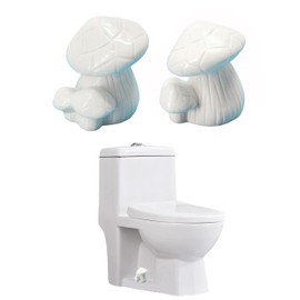 WANSHUNLMI Mushroom Toilet Floor Bolt Caps, Ceramic White Mushroom Toilet Bolt Caps Cute Bathroom Decor, Fun Animals Themed Gadgets for The Toilet Easy Installation (White Mushroom)