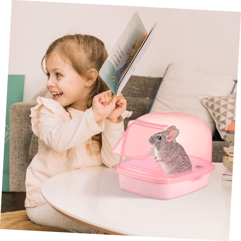 WOONEKY Chinchilla Sand Bath House for Pets Plastic Hamster Bathtub