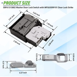 EBF61315802 EBF62534401 WM3670HVA WM3670HWA WM3700HWA Washer Door Lock Switch & MFG63099101 Washer Door Lock Strike Assembly Compatible with LG Kenmore Washing Machine Door Switch Replacement Part