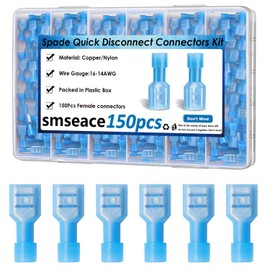 smseace 150Pcs Female Spade Quick Disconnect Connectors 16-14 AWG Quick Connect/Disconnect Connectors for Auto,Boat,Industrial Application
