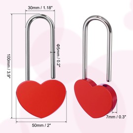 PATIKIL 3.9" 50mm Love Locks Heart Padlock Without Key, Single Heart Wish Lock Romantic Heart Lock for Lovers Lock Bridge Wedding Anniversary Travel Present, Red