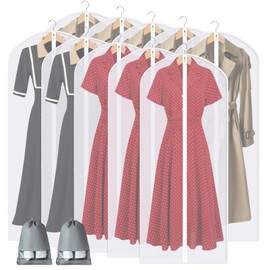 Perber 55" Garment Bags for Hanging Clothes, 10 Packs Dress Bags for Gowns, Plastic Waterproof Garment Covers with Zipper for Long Coats, Dresses, Trench (Set of 10)