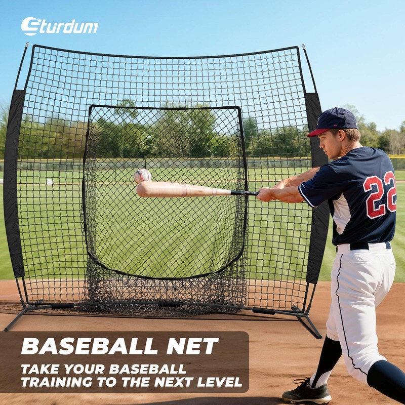 Sturdum 7 x 7 ft Baseball Net with Batting Tee,