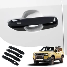 4-Piece Car Exterior Handle Decoration Suitable for 2024 2025 -Present Toyota Land Cruiser 250 1958 Prado Lc250 Door Handle Highlight Strip Protective Cover Modification Accessories (Black A)