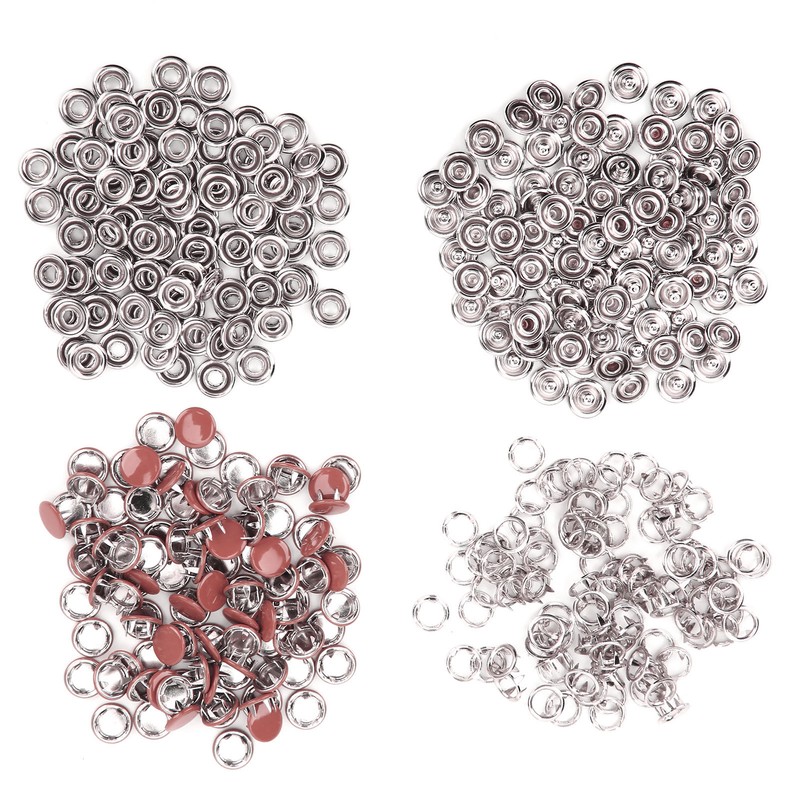 100 Set Snap Button Colorful Brass Prong Press Stud Sewing