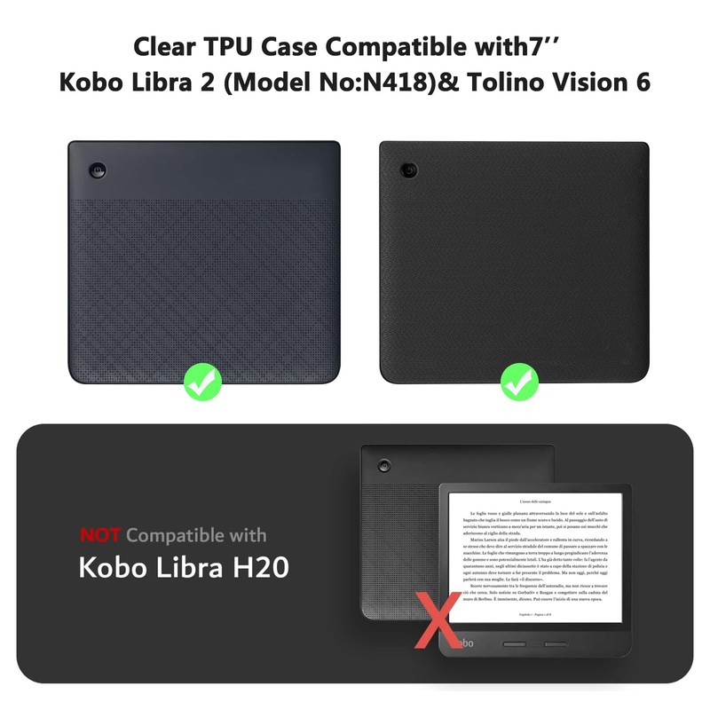 Aircawin for 7'' Kobo Libra 2 Case Clear,Slim Clear Case