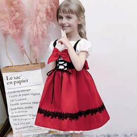Angenster Halloween Little Red Riding Hood Children's Cosplay Costume, Child Costume, Girl, 3-Piece Set (One Piece, Cloak + Pumpkin Bag), 43.3 - 59.1 inches (110 - 150 cm), Cute, Interesting, Kids'