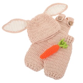 SHERCHPRY Traje De Conejito De Crochet Para Recién Nacidos Con Mono Ajustable Y Accesorio De Zanahoria Para Sesión De Fotos De Bebé