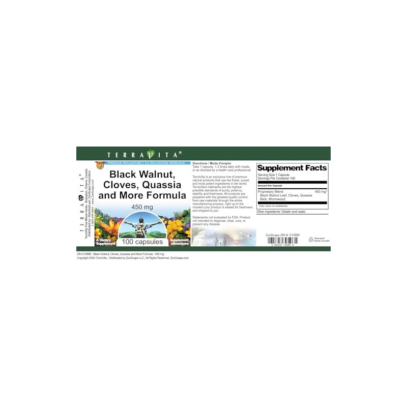 Black Walnut, Cloves, Quassia and More Formula - 450 mg