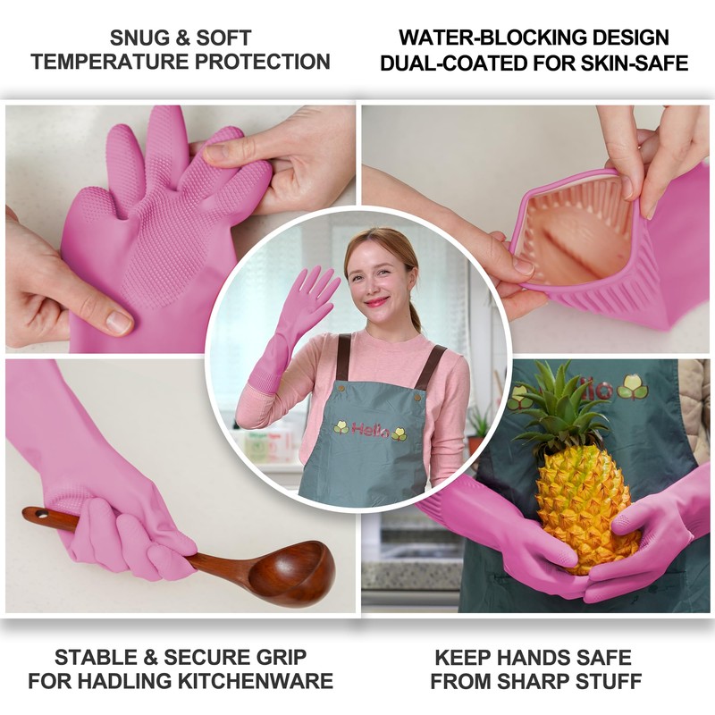 DABOGOSA Mamison 2 Pairs Reusable Waterproof Household Dishwashing Cleaning Rubber