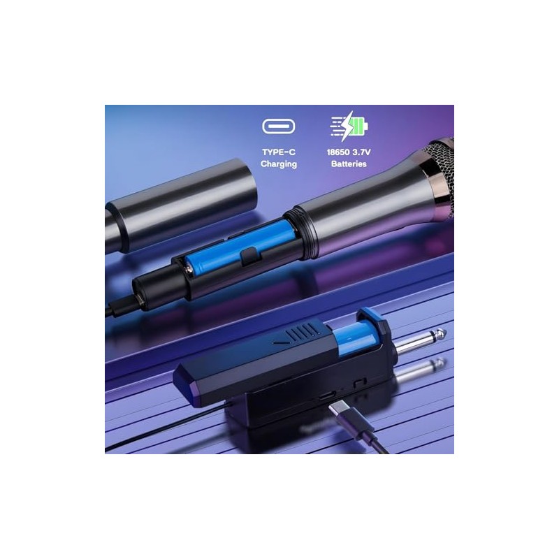 2 Pcs Micrófono de Karaoke Inalámbrico, Micrófonos Dinámicos Recargables, Bocina
