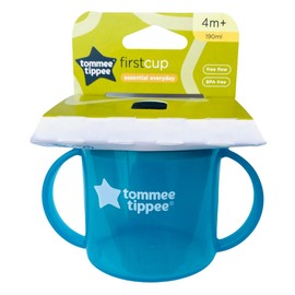 Tommee Tippee Free Flow First Cup Sippy Cup with Fold-Down, Leak-Proof Spout, 4m+, Red and Turquoise, 2 Pack