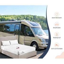 SGI bedding RV Bunk Mattress Protector 24X72 Cot Bed Super Soft Waterproof and Breathable Terry Cotton Mattress Protector for RV Bunks and Truck Sleepers - Perfectly Fitted up to 15" Deep - White