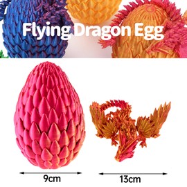 Sonwaha Dragon Egg Set of 2 Dragon Egg 3D Printed Dragon Egg with Dragon 3D Printed Movable Dragon Desk Toy Dragon Ornament for Cars, Offices, Homes
