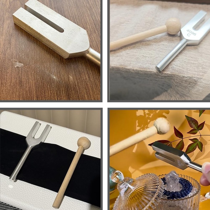 Tuning Fork 4096Hz Tuner Rubber Mallet Set of 3, Purifying,