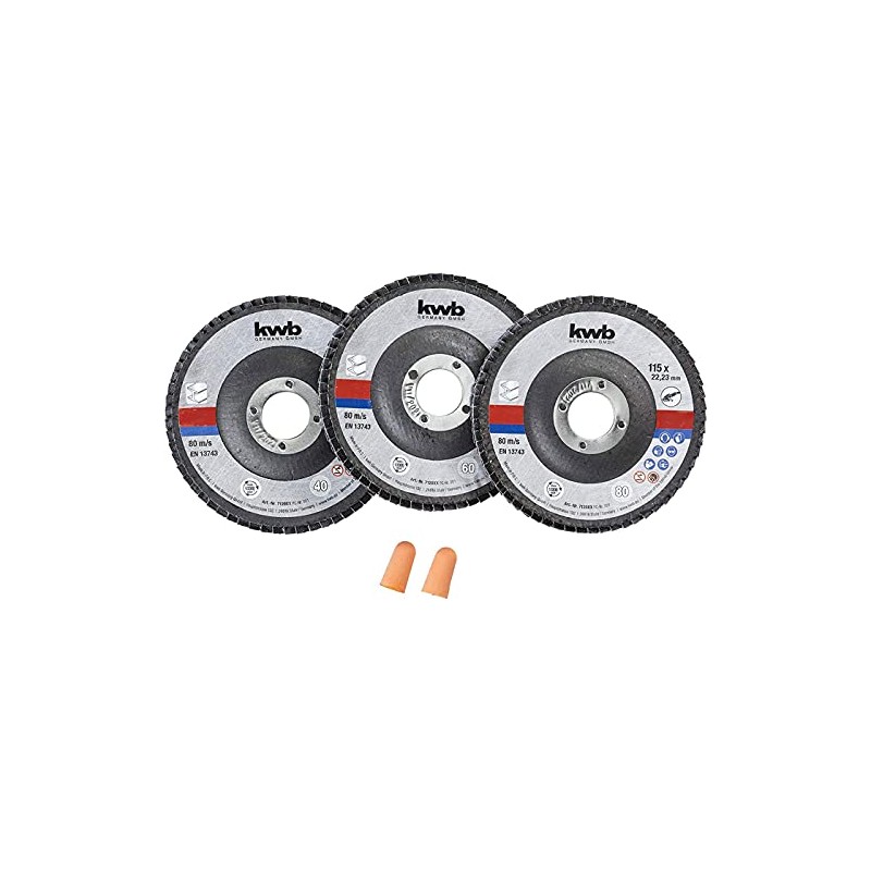 kwb 3 x Sanding Discs 115 mm in Storage Box