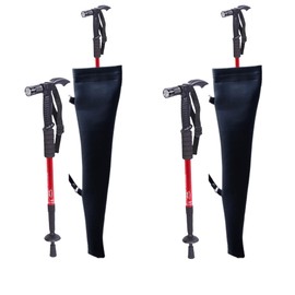 Owasi Pack of Two Collapsible Trekking Hiking Poles, Adjustable Height Walking Sticks for Traveling Camping Hiking Mountaineering (Red With Cover)