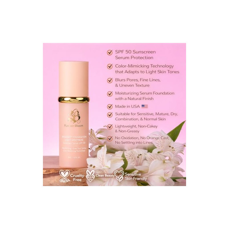 Bio Mimic Foundation Light Spectrum by ; Hydrating, Anti-Ageing, Concealing,
