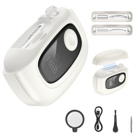 Electric Nail Clipper Adjustable Width & Narrow Double-Groove Blades, Adjustable Speed, Debris Collection Tray, 2 Nail Files, LED Light & Magnifying G