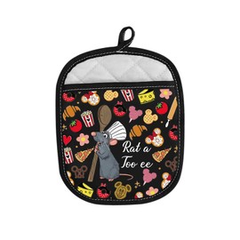 Rat Cartoon Pattern Pot Holder Rat a Too ee Oven Mitt Rat Lover Gift Cute Mouse Lover New Home Gift (Rat a Too ee)