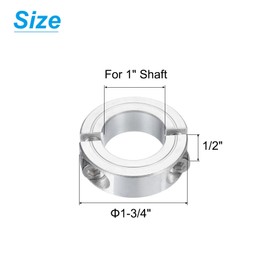 sourcing map Double Split Clamp-On Shaft Collar for 1" Shaft, Two-Piece Clamping Collar 1-3/4" OD, 1/2" Thickness, Aluminum Alloy Set Screw Split Collar Clamp