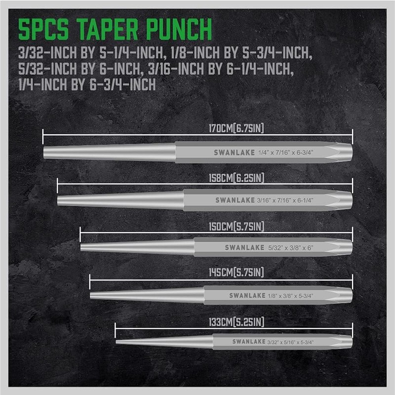 16-Piece Precision Punch & Chisel Set - Taper Punch, Pin