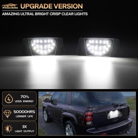 FetonAuto LED License Plate Light for Chevy Trailblazer GMC Enovoy 2002-2009 Tag Lamp Assembly for 2004-2007 Buick Rainier 2002-2004 Oldsmobile Bravada, 2PCS