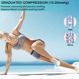 Athbavib 3 Pairs Zipper Compression Socks, 15-20 mmHg Closed Toe Compression Stocking with Zipper for Women and Men