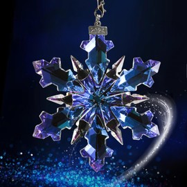 Christmas Crystal Ornaments 2024 Annual Edition Crystal Snowflake Ornaments Star Christmas Tree Crystal Ornaments Home Hanging Decor Gifts (Multicolour)