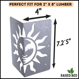 Starby COR-Ten DIY Sun and Moon Raised Bed Garden Corner Brackets - Premium Heavy-Duty Weathering Steel -Set of Four 8” Lawn & Garden Designer Series