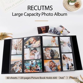 RECUTMS Photo Album 4x6 with 800 Pockets Leather Cover Large Photo Album Holds 800 Horizontal and Vertical Photos Slip-in Memory Photo Book for Family Baby Wedding Anniversary Travel(Pink)