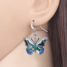BonSNY - arete colgantes de mariposas esmaltadas para mujer, accesorios divertidos, Mujer, Esmalte, No es una piedra preciosa