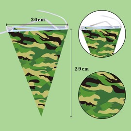 Bohue Camouflage Print Pennant Bunting Banner with 20Pcs Military Balloons Camouflage Birthday Party Decorations Army Soldier Military Theme Party Supplies for Hunting Themed Party
