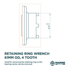 Marine Tech Tools Retaining Ring Wrench 61mm OD, 4 Tooth, Attachment to Wrench Handle (AMT0031), Bearing Carrier Removal Tool, Fits Yamaha Retaining Rings