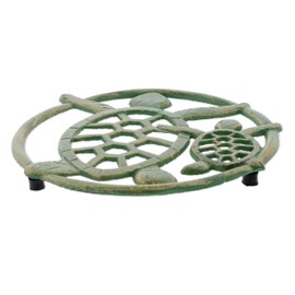 The Bridge Collection Decorative Cast Iron Sea Turtle Trivet - Coastal Kitchen Accent with Ocean Theme Design - Heavy Duty Metal Trivet for Hot Pots, Pans, and Dishes