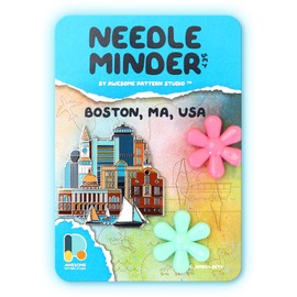 Awesome Pattern Studio Needle Minder Set – Boston Magnetic Needle Minder + 2 Needle Threaders. Enamel Pin for Cross Stitch, Embroidery and Craft