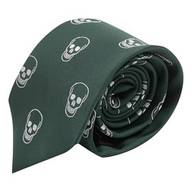 King & Priory Dark Green Embroidered Skull Tie