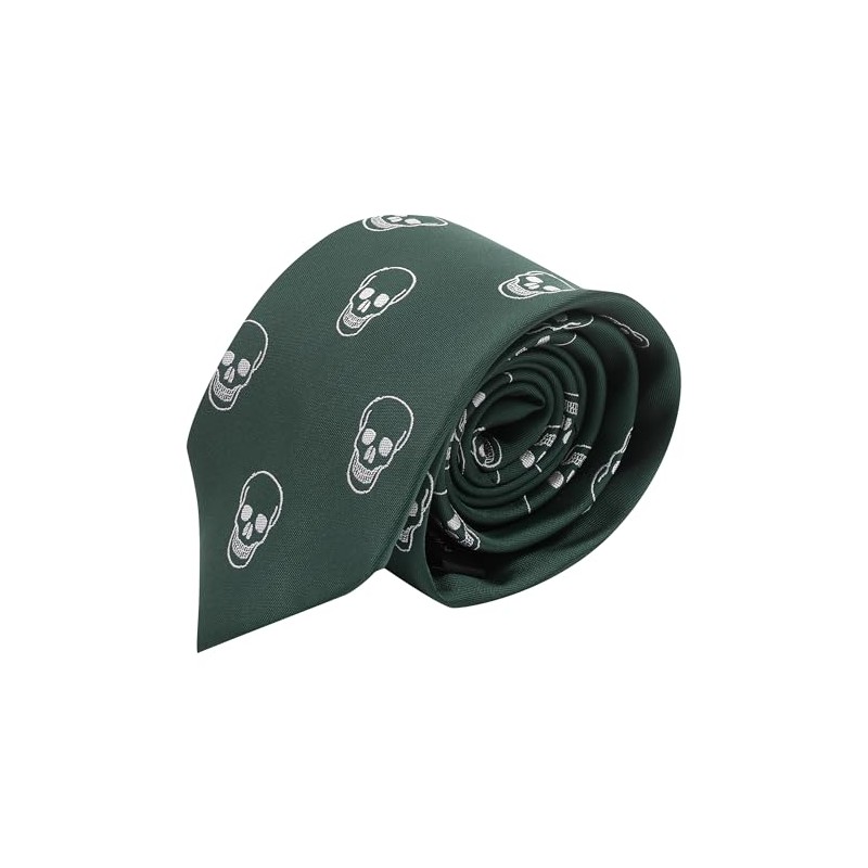 King & Priory Dark Green Embroidered Skull Tie