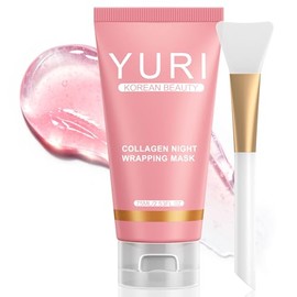 YURI - Máscara de colágeno para envolver la noche, máscara de colágeno para la noche, logra una piel de vidrio con elasticidad e hidratación, renueva el equilibrio de la piel, para todo tipo de piel