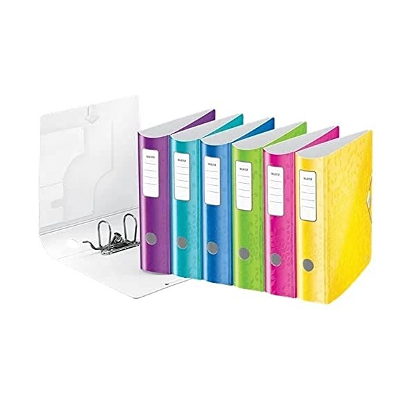 Leitz Lever Arch File, Elastic Fastening, Light Polyfoam, Wow Range, Curved Spine 8 cm Width, 11060099 - A4, Assorted Colours-Single Units